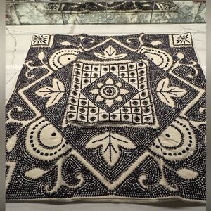 Frontgate Black and White beaded pillow cover